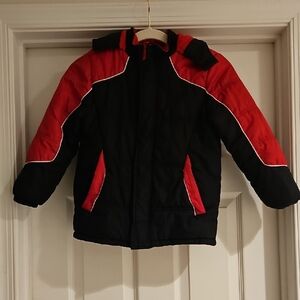 Stylish Black and Red Kids Puffer Jacket